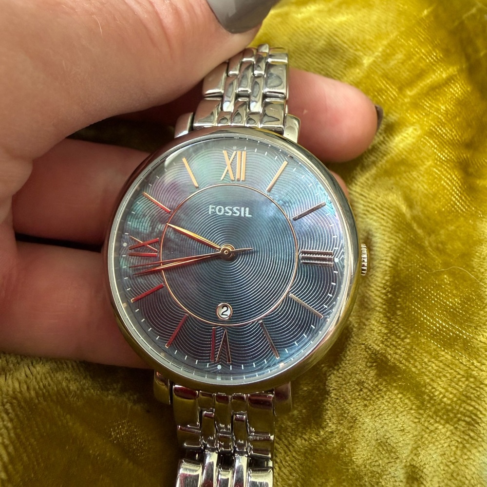 Fossil Jacqueline Black Mother of Pearl Stainless Steel Watch ES4205